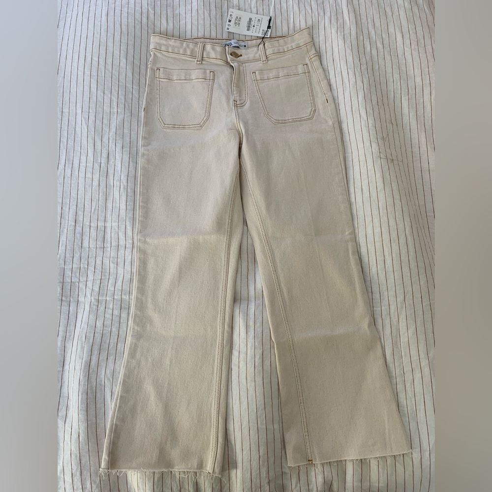 Cream Zara ankle pants